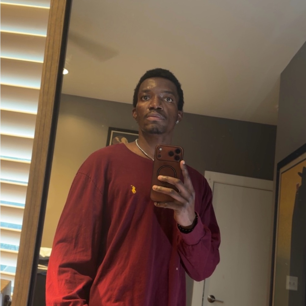 Polo by Ralph Lauren Long Sleeve Crewneck Tee in Burgundy with Yellow Pony - Picture 2 of 10